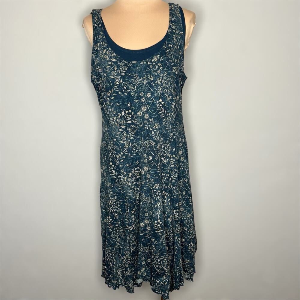 LRL Ralph Lauren Jeans Co Tank Dress Large Womens Handkerchief Teal Midi Cotton